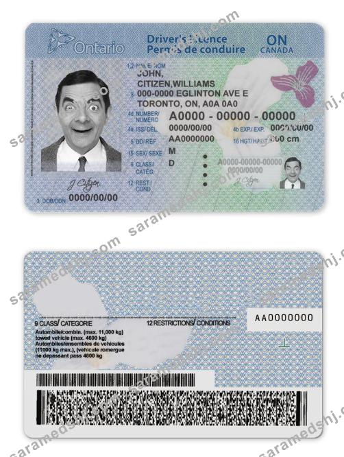 Canada Ontario driving license template in PSD format(2018present)